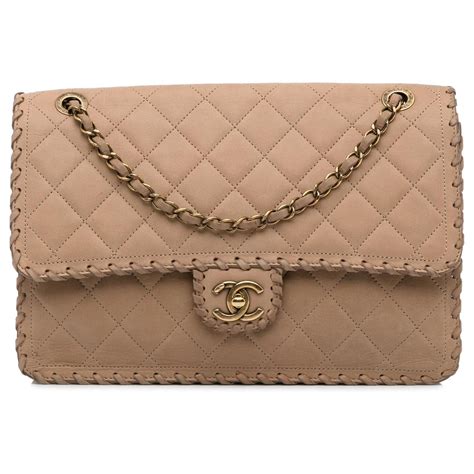 chanel happy stitch flap bag|Chanel Iridescent Calfskin Jumbo Happy Stitch Flap Beige.